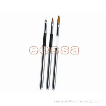 3PCS of Attachable Gel Sculpture Brush Nail Acrylic Brush Kolinsky Hair